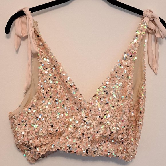 intimately Free People Big Night Sequin Crop Top Size Small NWT - Picture 1 of 8
